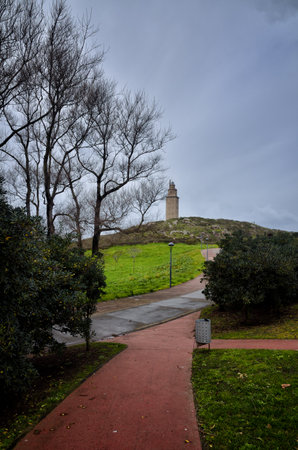 The Tower of Hercules is the only fully preserved Roman lighthouse that is still used for maritime signaling, it is located near the town of A Coru?a in the north of Spain and it is a National Monumentのeditorial素材