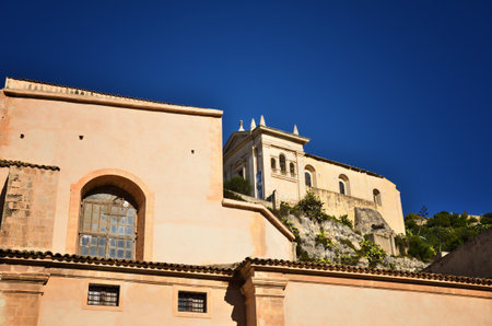 Scicli is a famous touristic destination in Sicily, its historical center is an expression of the creative genius of the late Baroque age, along with other 7 Val di Noto's townsのeditorial素材