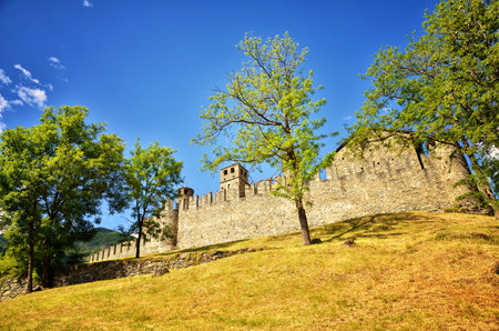 Fenis castle is located in Fenis Municipality, it is one of the most famous castles in Aosta Valley, Italy, and for its architecture has become one of the major tourist attractions of the regionのeditorial素材