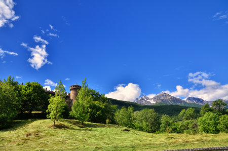 Fenis castle is located in Fenis Municipality, it is one of the most famous castles in Aosta Valley, Italy, and for its architecture has become one of the major tourist attractions of the regionのeditorial素材