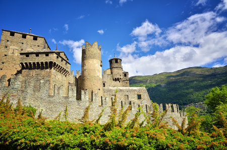 Fenis castle is located in Fenis Municipality, it is one of the most famous castles in Aosta Valley, Italy, and for its architecture has become one of the major tourist attractions of the regionのeditorial素材