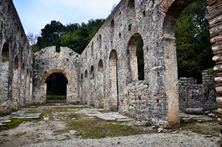 Butrint is the Albania's major archaeological centers and is protected under UNESCO as a World Heritage Site. The ancient town has been built on Ksamil Peninsulaのeditorial素材