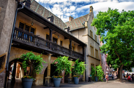 Colmar is a charming town in Alsace, France, a famous tourist destination for its vineyards, traditional houses, canals, floral displays. Colmar has a beautiful and preserved historical centreのeditorial素材