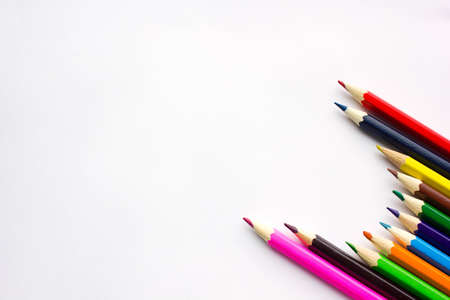 colored pencils on a white backgroundの写真素材
