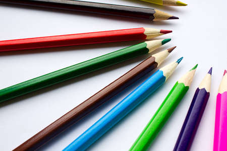 colored pencils on a white backgroundの写真素材