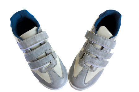 pair of silver shoes, isolate on a white backgroundの写真素材