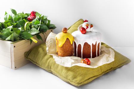 Treats for a happy Easter decorated tableの写真素材