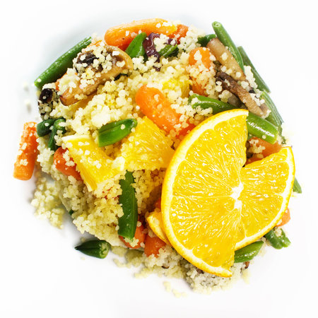 Healthy and proper nutrition, serving on a white backgroundの写真素材