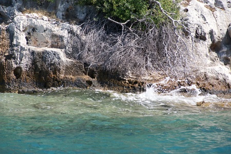 The ruins of the ancient sunken city in the Mediterranean Sea, Turkeyの写真素材