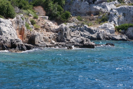 The ruins of the ancient sunken city in the Mediterranean Sea, Turkeyの写真素材