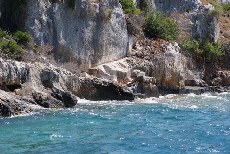 The ruins of the ancient sunken city in the Mediterranean Sea, Turkeyの写真素材