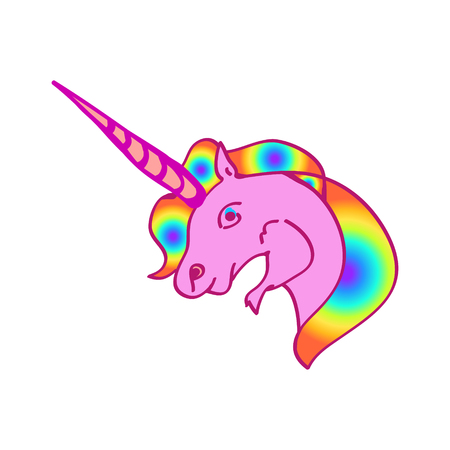 Pink unicorn with rainbow maneのイラスト素材