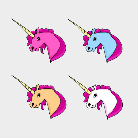 The head of the unicorn (collection). Vector illustrationのイラスト素材