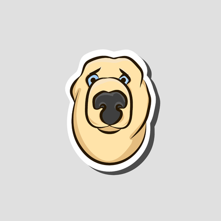 Head of a sad dog, sticker, vector illustrationのイラスト素材