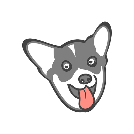 Head of a cute puppy on white background, vector illustrationのイラスト素材