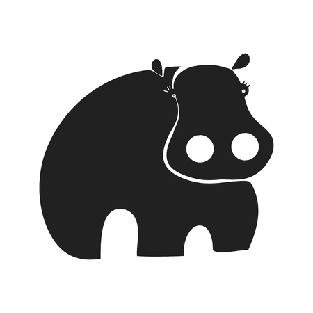 A silhouette of a hippopotamus on a white background, vector illustrationのイラスト素材