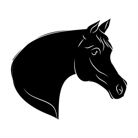 Silhouette horse on white background, vector illustrationのイラスト素材