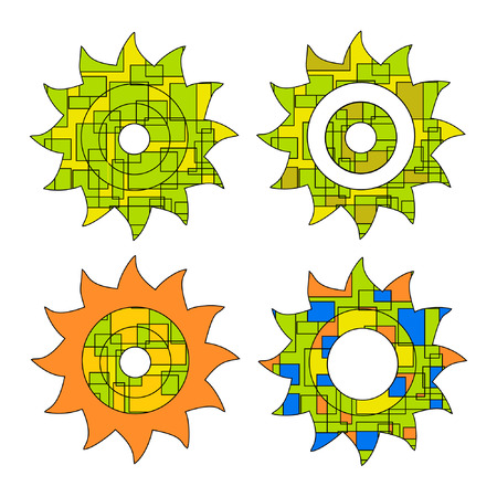 Abstract the sun, the contour of the gearのイラスト素材