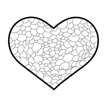 The outline of a heart on a white background, Doodle illustrationのイラスト素材