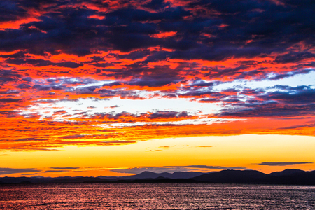 cloud cloudscape  landscape  sea seascape sky sunset overcast.の写真素材