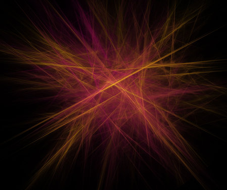 Abstract background. Fractal of color rays on a black background