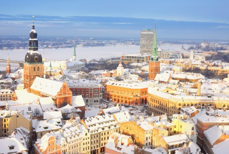 Riga, Latvia, Downtown view from the Sant Peter cathedralのeditorial素材
