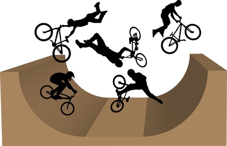 cycling bmx silhouetteのイラスト素材