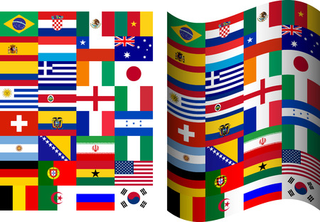 Flags of participating countries at the World Cup in Brazilのイラスト素材