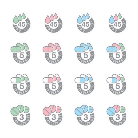 pharmaceutical dosage icons のイラスト素材