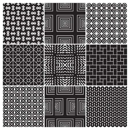 9 seamless monochrome patterns のイラスト素材