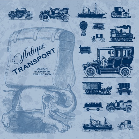 antique transportation set (vector)のイラスト素材