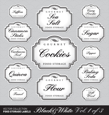 set of ornate labels for food storage - 1 of 3 (vector)のイラスト素材