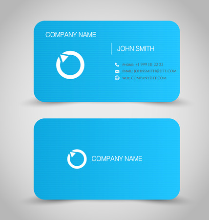 Business card set template. Blue color, round corners. Vector illustration.のイラスト素材