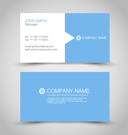 Business card set template. Blue and white color. Vector illustration.のイラスト素材