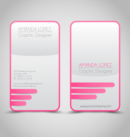 Business card design set template for company corporate style. Pink and silver color. Vector illustration.のイラスト素材