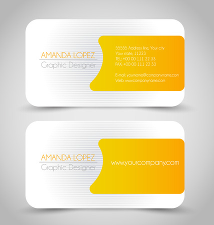 Business card design set template for company corporate style. Orange and silver color. Vector illustration.のイラスト素材