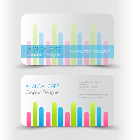 Business card design set template for company corporate style. Colorful lines and silver color. Vector illustration.のイラスト素材