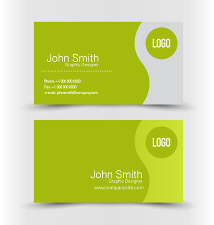 Business card design set template for company corporate style. Green and silver color. Vector illustration.のイラスト素材