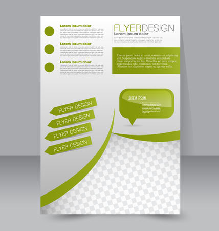 Flyer template. Business brochure. Editable A4 poster for design education presentation website magazine cover. Green color.のイラスト素材
