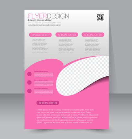 Flyer template. Business brochure. Editable A4 poster for design education presentation website magazine cover. Pink color.のイラスト素材