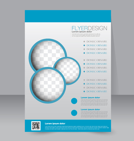 Flyer template. Business brochure. Editable A4 poster for design, education, presentation, website, magazine cover. Blue color.のイラスト素材