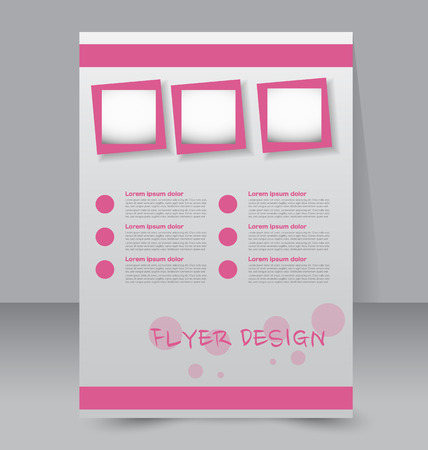 Flyer template. Business brochure. Editable A4 poster for design, education, presentation, website, magazine cover. Pink color.のイラスト素材