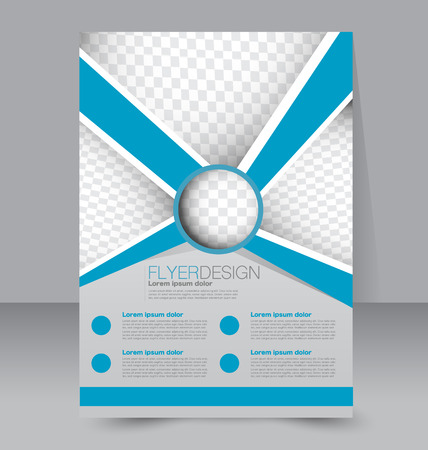 Flyer template. Business brochure. Editable A4 poster for design, education, presentation, website, magazine cover. Blue color.のイラスト素材
