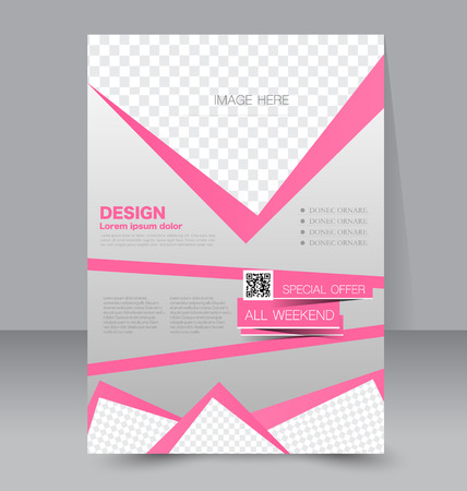 Flyer template. Business brochure. Editable A4 poster for design, education, presentation, website, magazine cover. Pink color.のイラスト素材