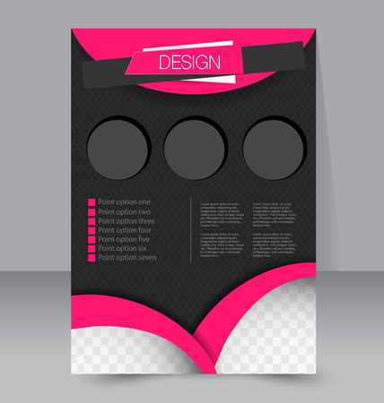 Flyer template. Business brochure. Editable A4 poster for design, education, presentation, website, magazine cover. Pink and black color.のイラスト素材
