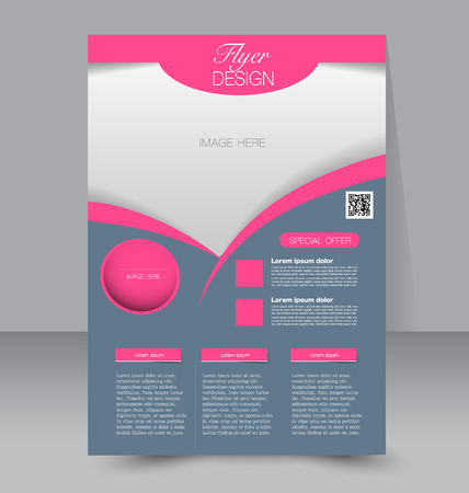 Flyer template. Business brochure. Editable A4 poster for design education presentation website magazine cover. Grey and pink color.のイラスト素材