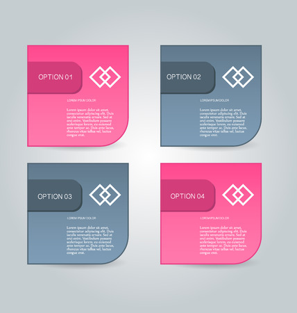 Business infographics tabs template for presentation, education, web design, banner, brochure, flyer. Pink and grey colors. Vector illustration.のイラスト素材
