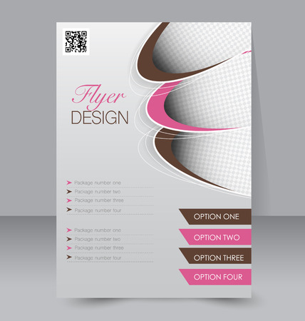 Flyer template. Business brochure. Editable A4 poster for design, education, presentation, website, magazine cover. Pink and brown color.のイラスト素材