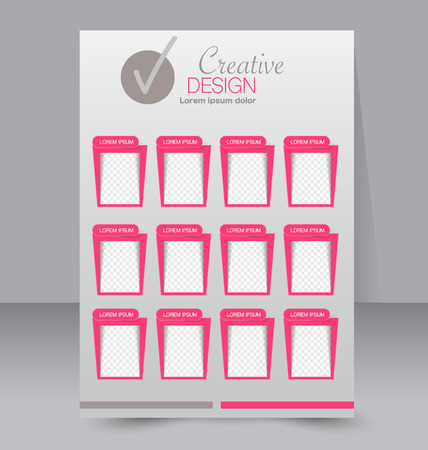 Flyer template. Business brochure. Editable A4 poster for design, education, presentation, website, magazine cover. Pink color.のイラスト素材