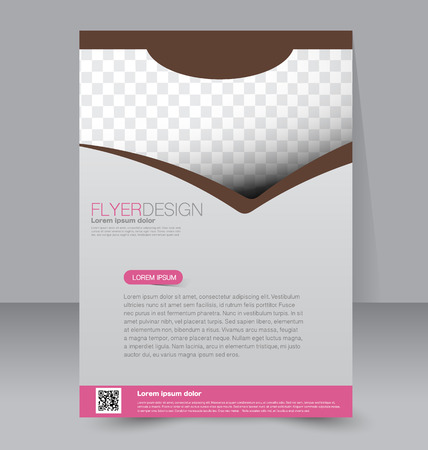 Flyer template. Business brochure. Editable A4 poster for design, education, presentation, website, magazine cover. Pink and brown color.のイラスト素材